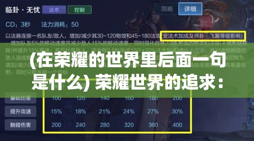 (在荣耀的世界里后面一句是什么) 荣耀世界的追求：探索科技革新对卓越发展的推动力 | 赋能未来，塑造辉煌